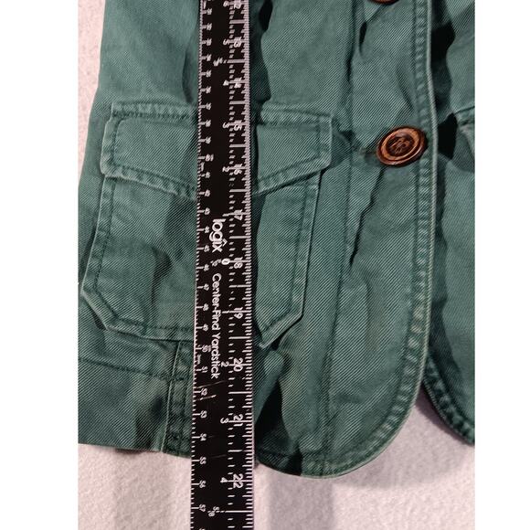 GAP Women’s Utility Jacket Size 4 Green Cotton Military Button Up Coat Lined - Picture 3 of 9